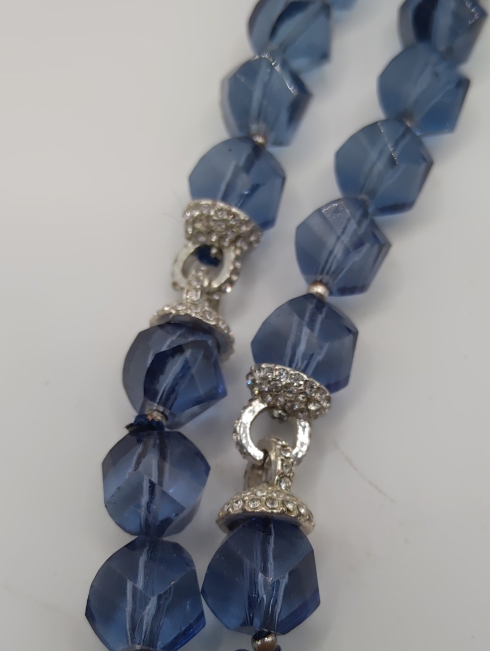 Anne Klein Faceted Dusky Blue Glass Necklace - Picture 4 of 8